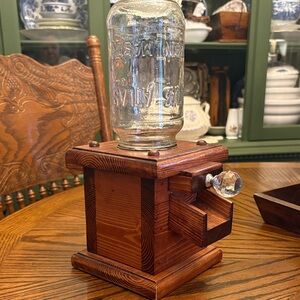Vintage Wooden Candy Dispenser with Atlas Mason Jar
